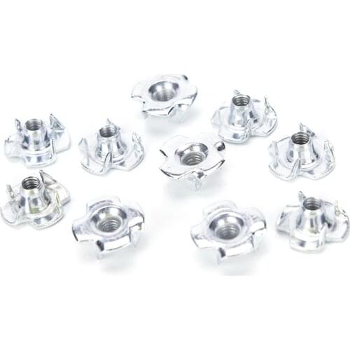 10Pcs/Set M4/M5/M6/M8/M10 Carbon Steel Four Prong Furniture T Nuts Inserts Wood Zinc Plated Fastener Hardware
