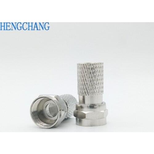 100pcs 75-5 F Connector Screw On Type For RG6 Satellite TV Antenna Coax Cable Twist-on Copper nickel plating british System