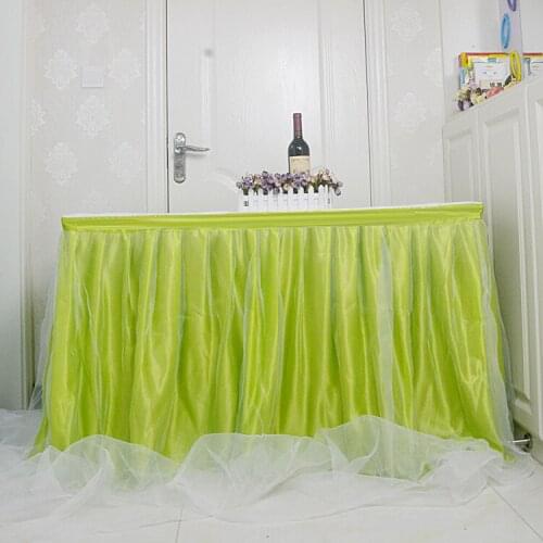14 FT. Handmade Tulle Tutu Table Skirt Tableware Cloth For Party Wedding Banquet Home Decoration Wedding Table Skirting