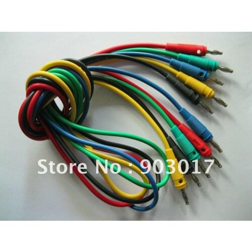 15PCS(3 set) Banana plug to Banana plug silicone cable High voltage 5 Colors Red & Black&Yellow&Blue&Green 1M