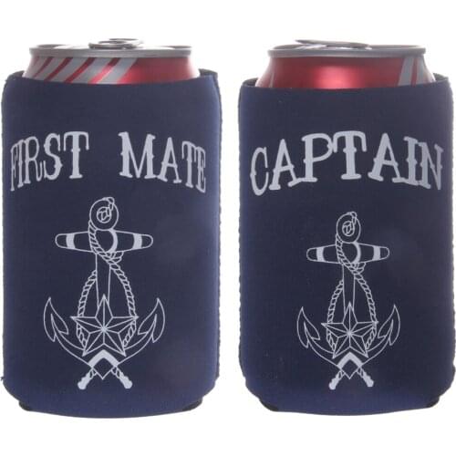 2 pcs/Set CAPTAIN FIRST MATE Beer Tin Can Cooler Sleeve Holder Party Favors Neoprene Can Holder