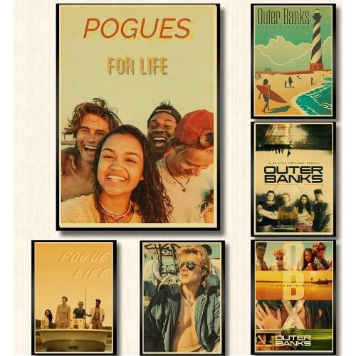 2020 Adventure TV Series Outer Banks Retro Posters Art Painting Kraft Paper Prints Wall Sticker for Room/Bar / Home Decoration