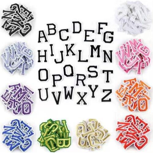 26 English Letters Patches for Clothes DIY Stripes Iron on Appliques Thermo Clothing Stickers Embroidery Alphabet Badges