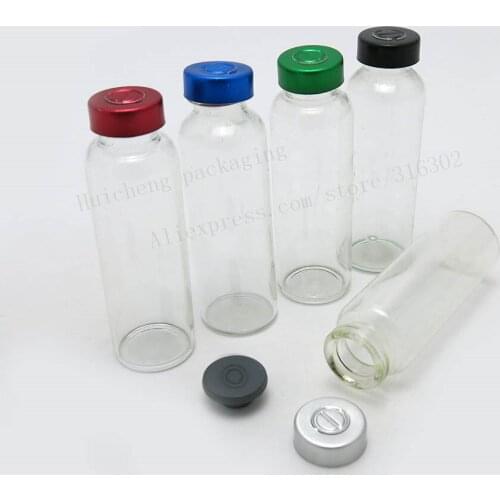 500 x 30ML Clear Injection Glass Vial with Aluminum Flip Cap 1oz Glass Empty Skin Care Medicine Glass Containers