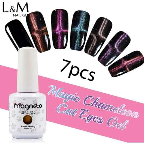 7 Pcs Magic Chameleon Cat Eyes 15ml Soak Off Uv Nail Gel Polish Set Magneto Gel Nails Brands