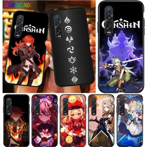 Anime Genshin darbe For OPPO F7 F9 F11 F15 R9S R15 R17 K3 K5 Find X2 X3 F19 PRO Lite Pro Neo Black Silicone Phone Case
