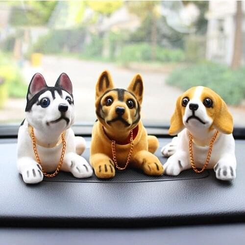 Car Doll Husky Beagle St Bernard Shepherd Shake Head Dog Decoration Car Interior Decoration Cute Creative Gift Tabletop Ornament