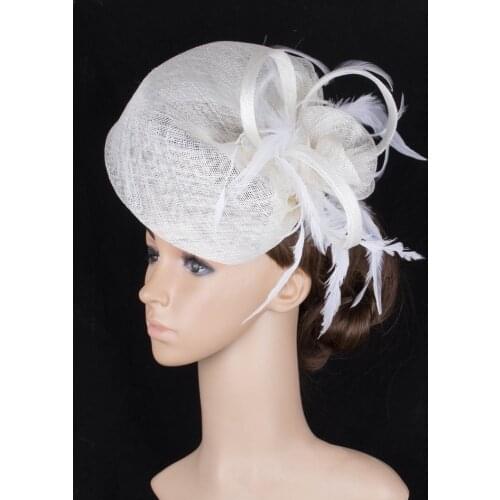 White Charming Sinamay Fascinator Hair Accessories Cocktail Hats Wedding Headwear Party Hats 21 Colors Available 6Pcs/Lot MSF245