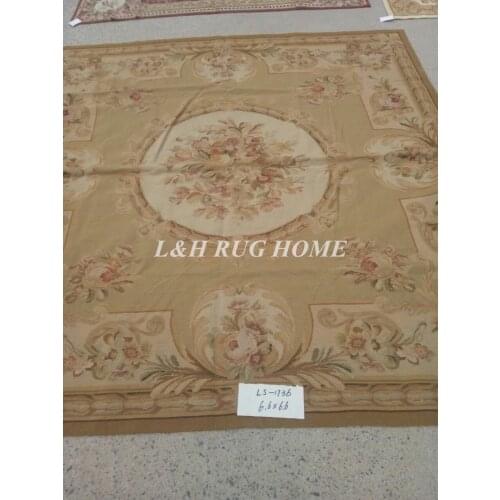 Free shipping 10K 6.6'x6.6' 2x2m Square needlepoint rugs,100% New Zealand handmade wool rugs floral design