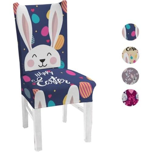 Rabbit Printing Chairs Covers Polyester Spandex Dining Room Stretch Seat Cover Chair Protective Case for Restaurant Hotel