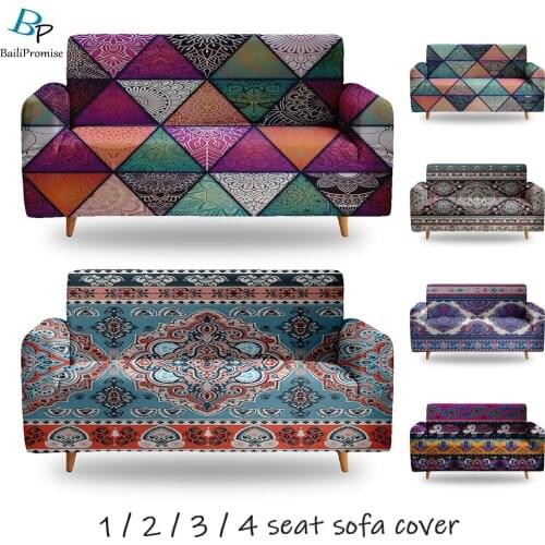 1/2/3/4-Seater Bohemian Style Magical Mandala Sofa Cover for Living Room Bedroom Slipcovers Elastic Couch Home Decoration