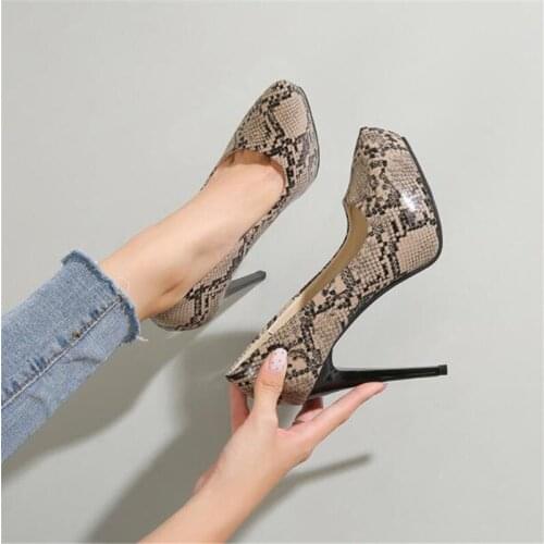 Elegant Wedding Shoes Classic 10Cm Leopard grain Women Peep Toe High Heels Sexy Party Pumps Ladies Brand Shoes Woman Plus Size