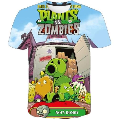 New Summer Boys T-shirt Cartoon Kids Short Sleeve T-shirts Childrens Clothing Baby Boy 3D PvZ Top Clothes For Teens Casual Top