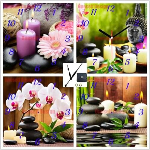 Buddha and flower diamond painting full square clock diamond mosaic sale clock Buddha diamond embroidery full set wall sticker