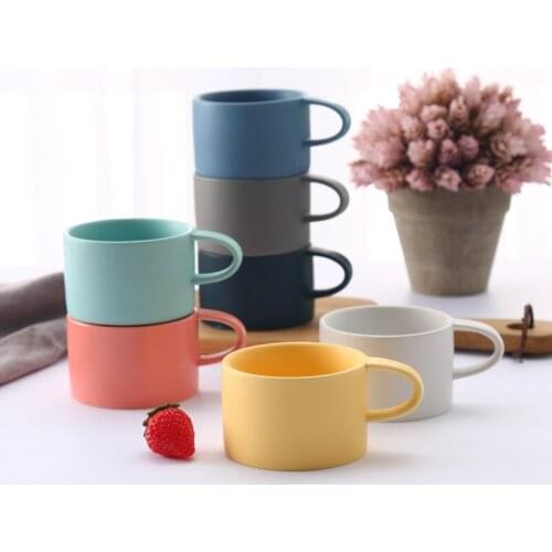 Coffee Mug Ceramic Milk Latte Cup Cute Tumbler Cups European-Style Pure Color Couple Ceramic Mug Creative Gift Drinkware