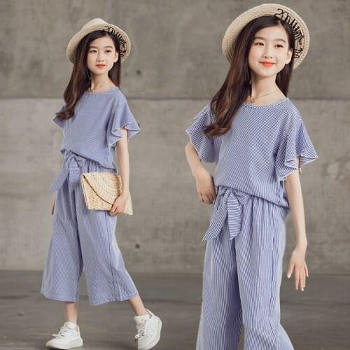 Teenager Girls Clothes Sets 2021 New Summer Cute Kids Costumes Blouses And Pants Casual 2pcs Children Suit Girl Clothing Outfits