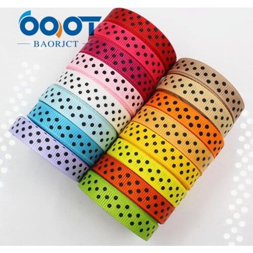 OOOT BAORICT 176228,10mm 20 yard Dots Ribbons Thermal transfer Printed grosgrain Wedding Accessories DIY handmade material