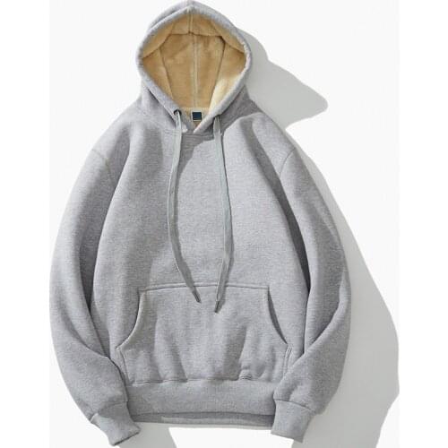 Winter Grey Hoodie Men Loose Hooded Oversized Hoodie Thick Fluffy Gray Sweatshirt Male Long Sleeve Boys Casual Sportswear 3XL