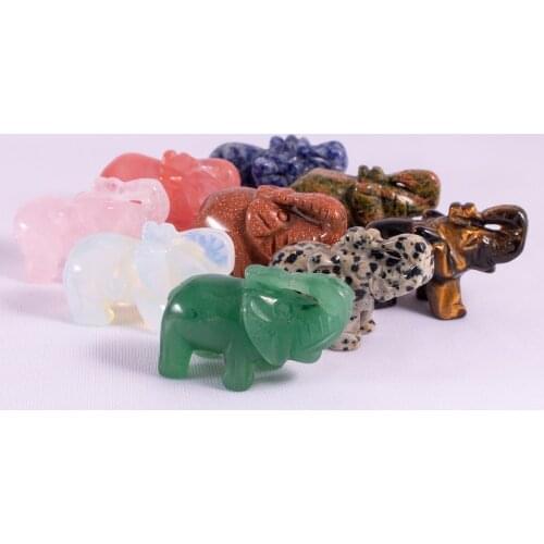 Natural Crystal Quartz Elephant Animals Stone Crafts Small Home Decor Christmas Present