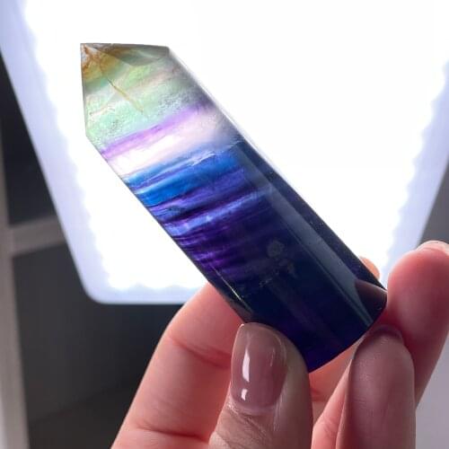 New!!! Beautiful Natural Rainbow Multi-Level Fluorite Quartz Crystal Obelisk Healing Decoration