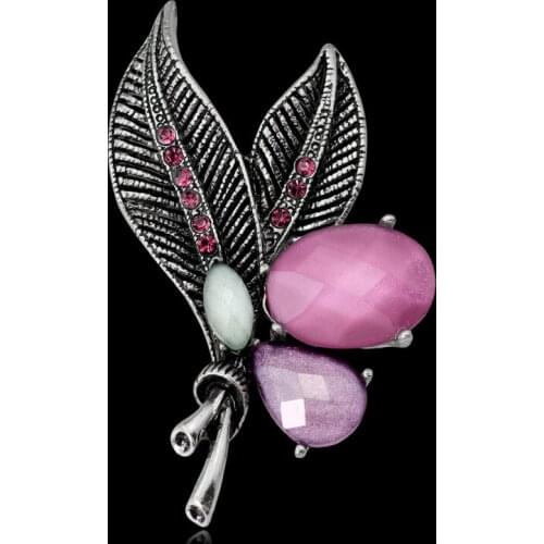 New Trend Vintage Brooches for Lady Small Leaf Woman Brooch Coat Pin Color Stone Metal Girls Jewelry Gifts Brooches Wholesale