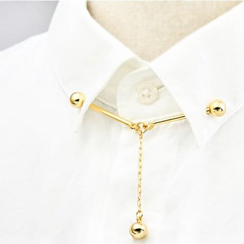New High-end Safety Threaded Ball Metal Tassel Needle Collar Pins French Shirt Lapel Pins and Brooches for Women Men Accessories