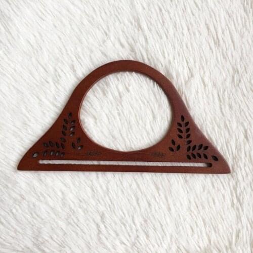 One Pair Wooden Bag Handle Elegant Craft Parts Wood Hand Bag Hanger Hollow Out Laser Carved Flower Diy Parts Obag Frame Handle