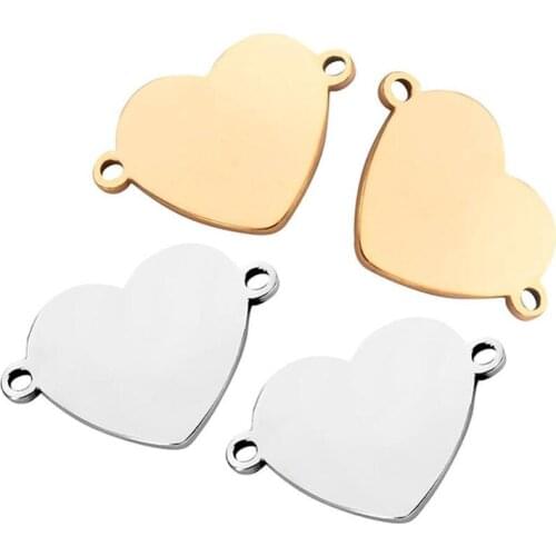 Wholesale 10pcs Stainless Steel Small Heart Bracelet Necklace Connectors Handmade Charm Accessories DIYJewelry Making Components