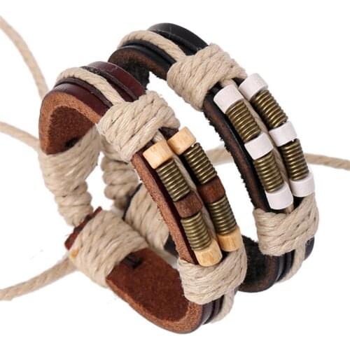 Punk Unisex Braided Rope Faux Leather Handmade Bracelet Bangle Jewelry Gift