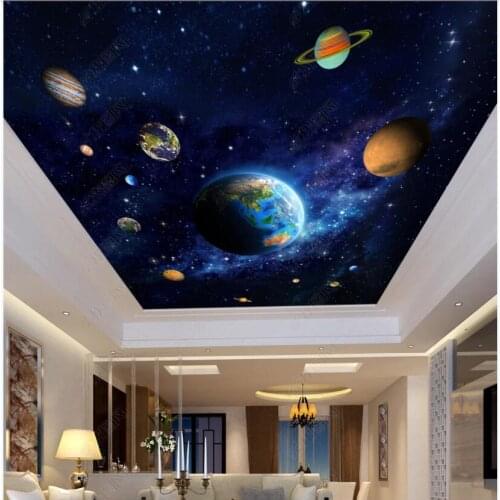 3d ceiling murals photo wallpaper on the wall Blue space planet earth home decor 3d wall murals wallpaper for living room