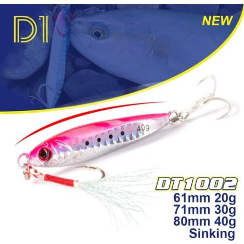D1 JIgging Lure New Sinking fishing Jig 20g 30g 40g Metal Spoon 61mm 71mm 80mm Artificial Bait Sea Fishing Tackle Spinner