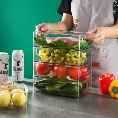 Kitchen Refrigerator Transparent Organizer Bin Storage Box Compartment Refrigerator Drawer Fridge Storage Bin Containers