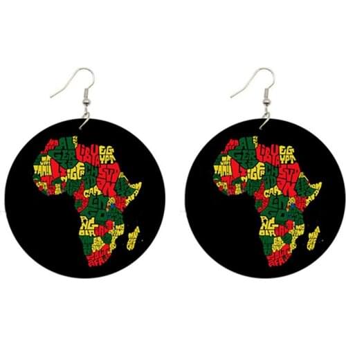 Roform Fashion Jewelry High-Quality Vintage Charm Wood Earring African women Drop Earrings Vintage Party Africa map For Women