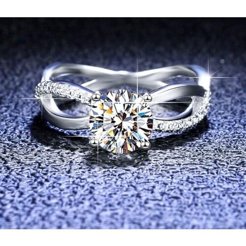 Silver Diamond Test Passed 1 Carat Excellent Cut D Color Shine Moissanite Ring Silver 925 Platinum Jewelry PT950 Stamp Rings