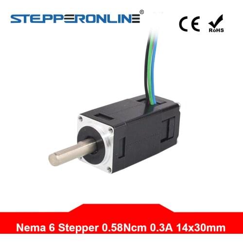 Nema 6 Stepper Motor Mini Step Motor Bipolar 14x14x30mm 1.8deg 0.58Ncm(0.82oz.in) 0.3A 4-lead for CNC 3D Printer