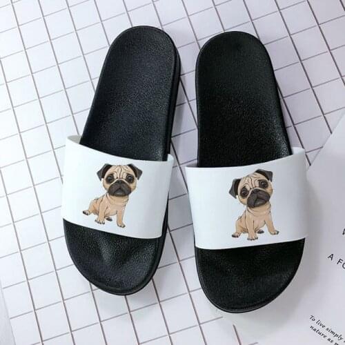 Cute Ladies Slippers Thick Platform Funny Dog Print Soft Non-Slip Slides Non-slip sandals Bathroom Shoes female filp flops 2021