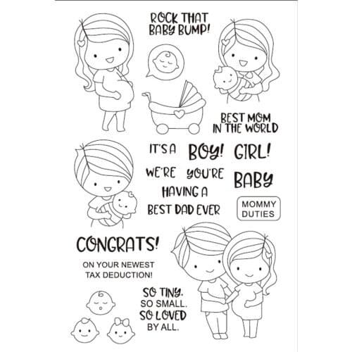 11x16 Boy touches girl belly Transparent Clear Silicone Stamp Seal for DIY scrapbooking photo album Decorative clear stamp