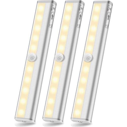 6/10 LED PIR Motion Sensor Light Cupboard Wardrobe Bed Lamp Under Cabinet Night Light Smart Light Perception for Closet Stairs