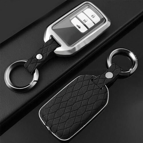 New Suede Leather Zinc Alloy Smart Car Key Fob Holder Case With Chain For Honda Accord CivicCRV XRV URV Pilot Car Accessories