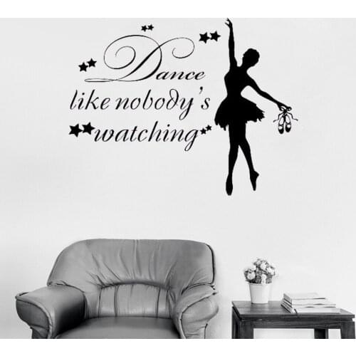 Wall Decal Girl Dancer Vinyl Removable Sticker Quote Dance Like Nobodys Wathing Ballerina Ballet Gymnastic Dancing Studio LC220