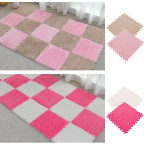 30X30cm DIY Jigsaw Shaggy Carpets Living Room Bedroom Soft Area Rug Floor Children Kids Magic Patchwork Plush Mat Baby Playmat