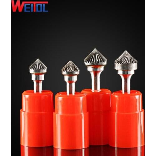 Weitol 1pcs 1/4 inch 6mm K type carbide rotary files carbide burrs cutter bits power tools for grinding metal/wood