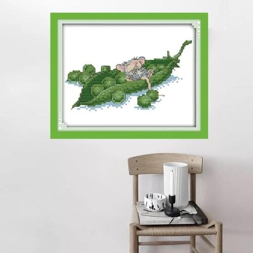 Greedy little mouse Cross Stitch Kits Printed patterns canvas Chinese Embroidery Needlework set Easy Cross-stitch DIY Home Decor