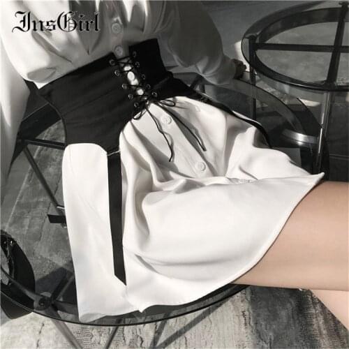 InsGirl Dark Gothic Punk Bandage Girdle Women Streetwear Vintage Mall Goth Palace Style Slim High Waist Sexy Cummerbunds Female