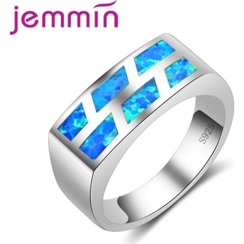 New Fashion Opal Rings Blue Fire Opal Trendy Romantic 925 Sterling Silver Jewelry for Womens Gift Size 5 6 7 8 9