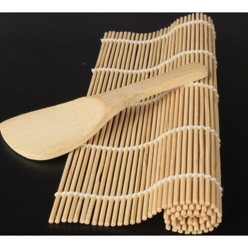 1Pcs Sushi Curtain Rolling Mat Sushi Spoon DIY Onigiri Rice Roller Kitchen Gadgets Cooking Accessories Bamboo Sushi Maker Tools