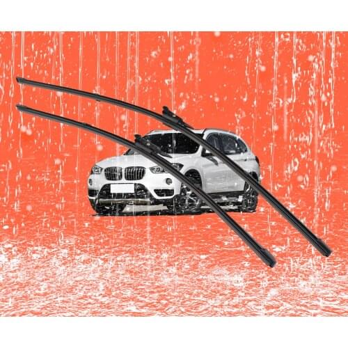 2 pcs Front Windshield Bracketless Wiper Blades Set 24"+19" Fit for BMW X1 E84 2010-2015
