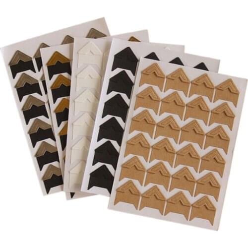 24 pcs/Sheet DIY Sticky Vintage Corner Paper Stickers for Scrapbooking Stationery School Supplies