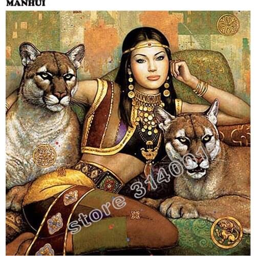 3D Diamond Painting Cross Leopard beauty Rhinestone Crystal Needlework Diamond Embroidery Full Diamond Decorative BEF203