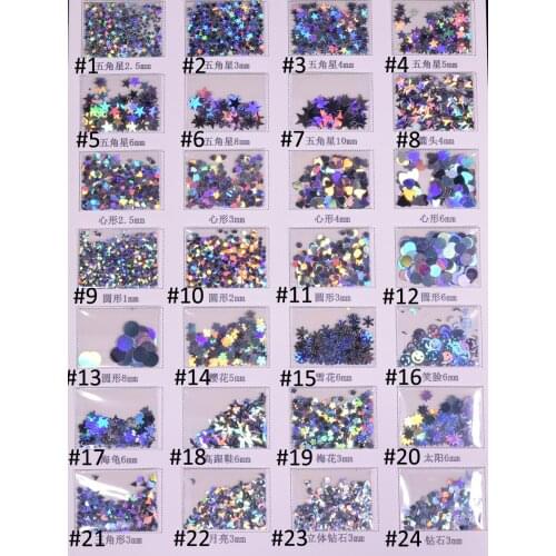 48 Shapes 1000g/USD73.34 Nail Art Glitter 2-6MM Silver Holographic Glitter sequins glitter spangles nail art Glitter
